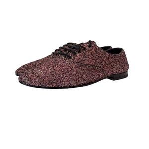 Saint Laurent Calfskin Glitter Oxfords